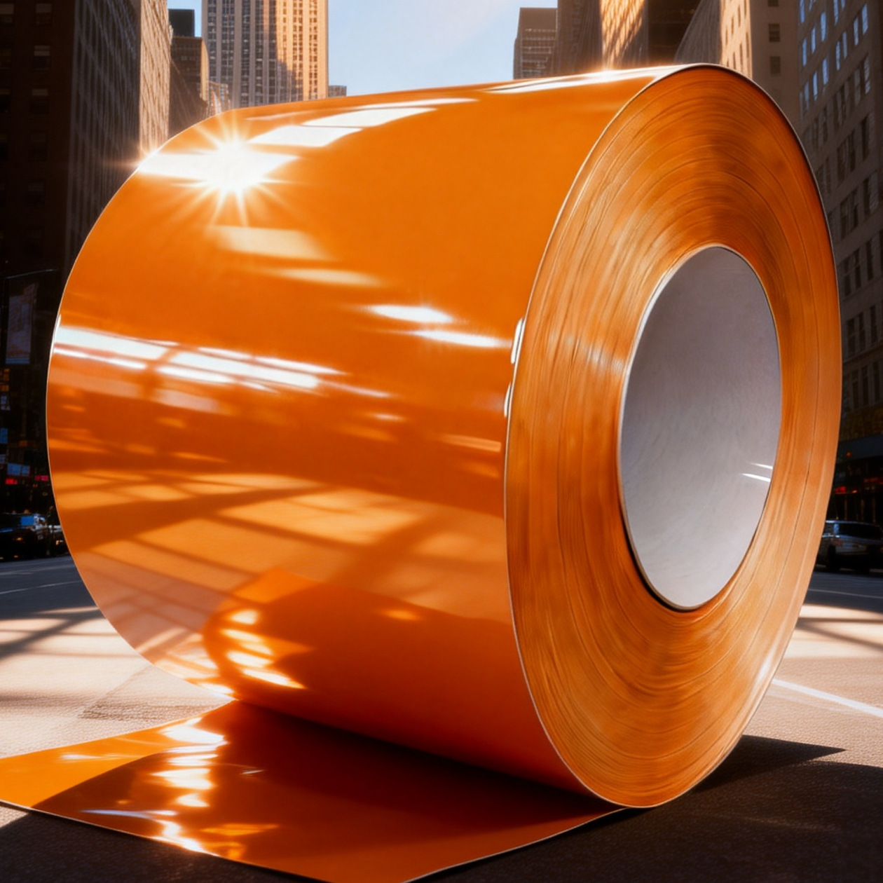 供应TDC51D+AM75/75镀铝镁基板聚偏二氟乙烯氟碳彩涂宝钢橘黄色