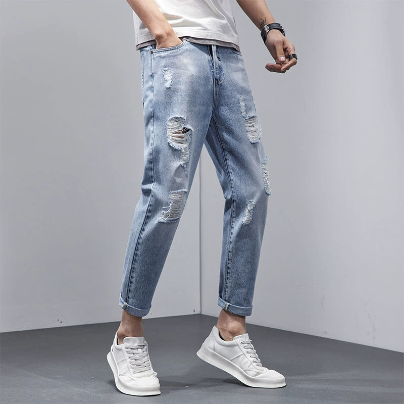 Свободные джинсы женские летние укороченные брюки с высокой талией