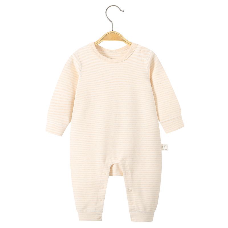 Round neck jumpsuit apricot stripes