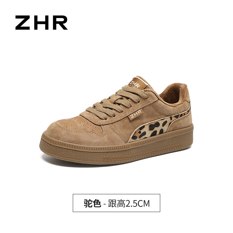 ZHR则则棕色复古休闲鞋2025冬季新款加绒加厚平底鞋东北棉鞋板鞋|undefined