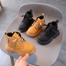 儿童靴子2022秋冬季新款男童黄色马丁靴短靴女童皮面时尚单靴潮