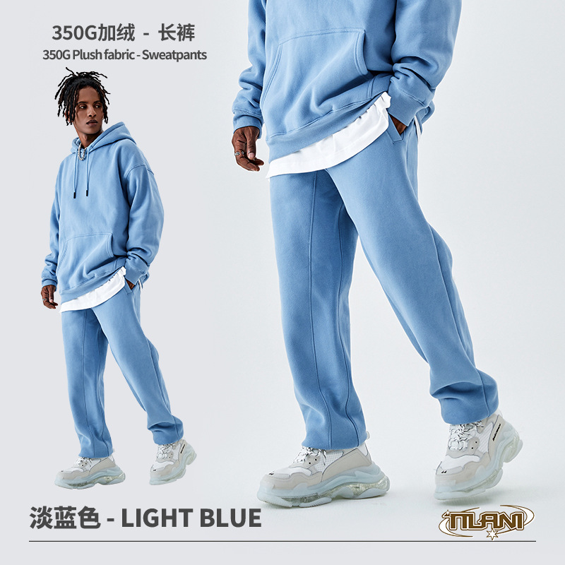 Pantalones Deportivos TILANI para Hombre, Colección Otoño-Invierno 25, Modelo Dopamine 350G, Forrados de Felpa, Gruesos, Holgados, Unisex, Color Sólido, Ropa Transfronteriza al por Mayor