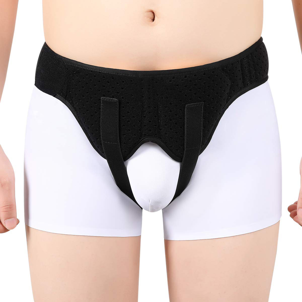 thumbnail image 1 of Cinturón de hernia para hernia inguinal o deportiva simple/doble, soporte de hernia para hombres, correa de recuperación para aliviar el dolor con 2 almohadillas de compresión extraíbles (L), 1 of 5