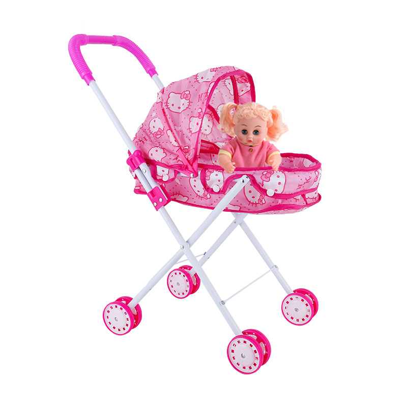 Cochecito de hierro para niños Juguetes Bebés Bebés Bebés Bebés Orinando con Muñecas Carrito de compras para bebés Niños y niñas