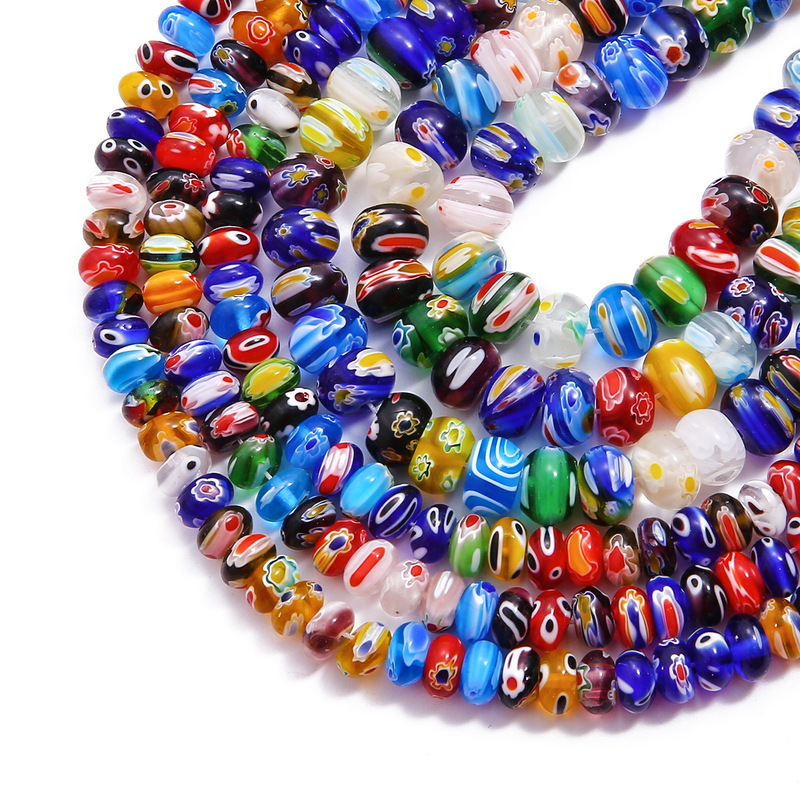 20 Mixed-Color Thousand-Flower Glass Abacus Beads Loose Beads for Handmade DIY Necklaces, Bracelets, and Earring Accessories, Direct Sales from the Manufacturer 20 Mixed-Color Thousand-Flower Glass Abacus Beads Loose Beads for Handmade DIY Necklaces, Bracelets, and Earring Accessories, Direct Sales from the Manufacturer
