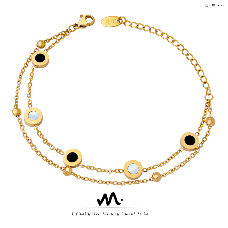 Europeo y americano romano fresco ins estilo minimalista personalidad nicho diseño pulsera mujer titanio acero chapado 18K oro real E144