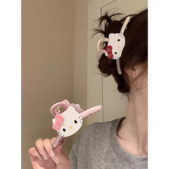 ハローキティかわいい甘いクリップ女性2025新モデル小衆高級感後頭部サメクリップ頭飾り