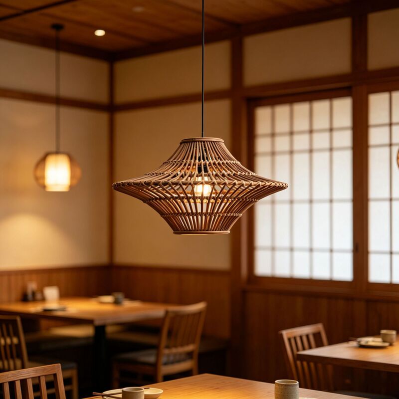 Exotic Zen-Inspired Ufo-Shaped Wicker Woven Lampshade, Light Luxury and Elegant, High-End Cultural Tourism Homestay Outdoor Garden Lamp