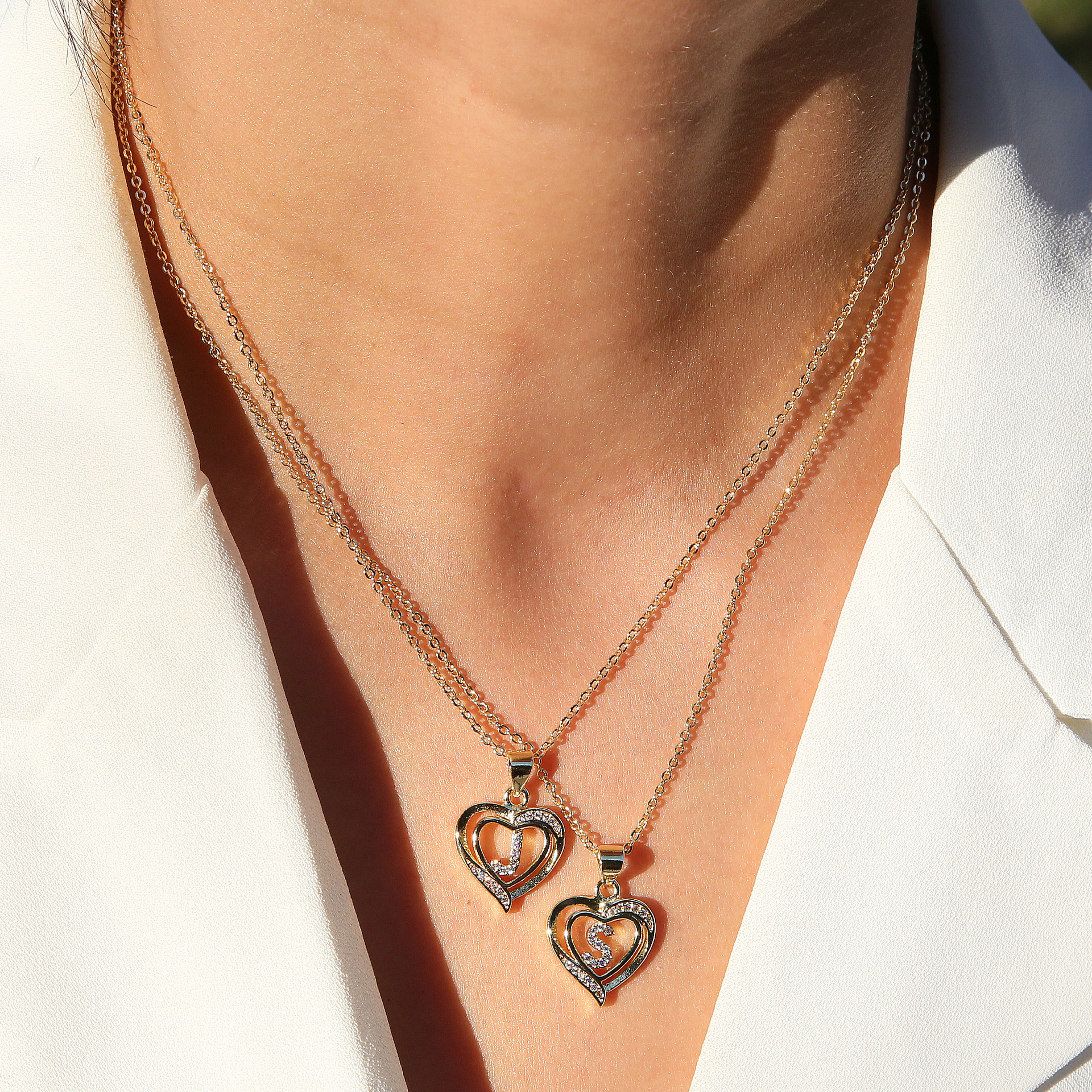 Holiday, Daily Occasion Brass Material Brass Cable Chain Plating Letter Heart Shape Pendant Necklace
