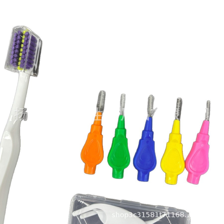 Zahnspangen-Set neun Teile Interdentalbürste 5 Zahnseide-Sticks Zahnwachs Zahnbürste Einzelbüschelbürste Zahnpflege-Set