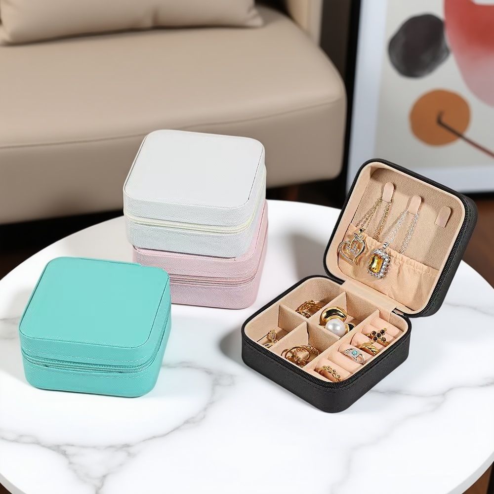 Schmuckaufbewahrungsbox tragbar PU-Leder Perlenschmuck Halskette Ring Anhänger Geschenkbox Ohrstecker Verpackungsbox Großmengenrabatt