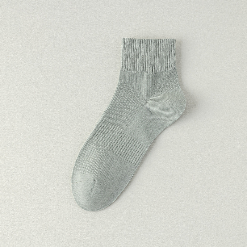 Calcetines de algodón de color sólido, calcetines de primavera y verano, paquete independiente de rayas, calcetines de hombre sin costuras.