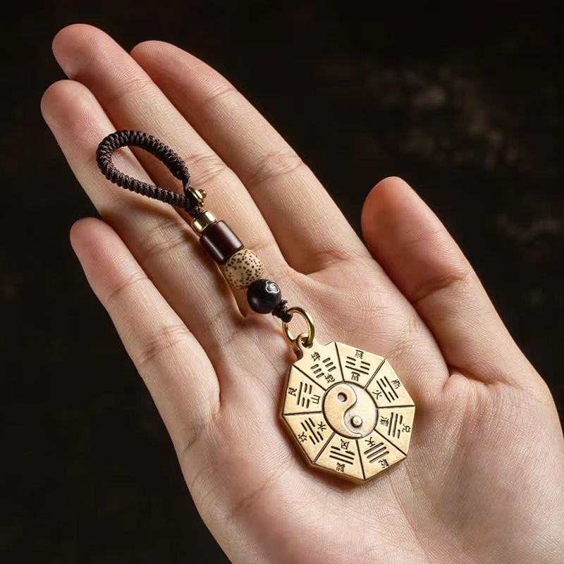 仿黄铜合金防身小物件神器五行八卦阴阳护身符挂件吊坠钥匙八卦|undefined