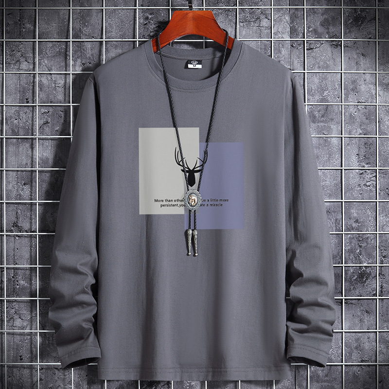 Camicia base girocollo stampata di marca estiva da uomo a maniche lunghe a maniche lunghe, T-shirt per indumenti superiori per giovani, primavera e_voghion.com