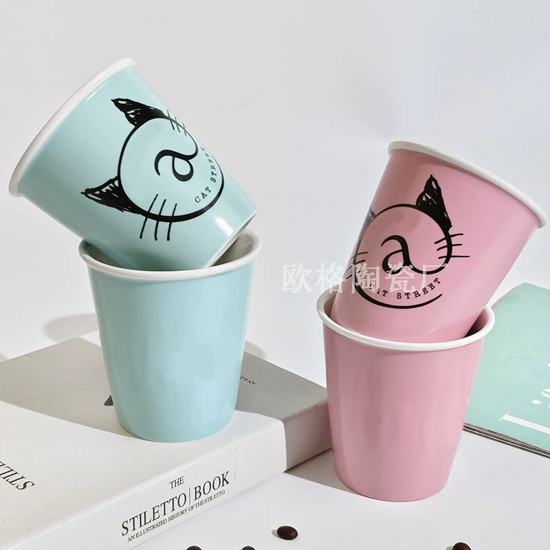 T-home classic blue bone porcelain cup ceramic cup water cup holding mug drinking water cup cup mouth cup gift box set