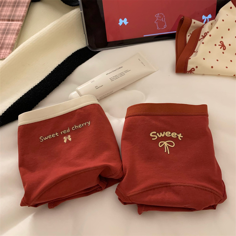 "New Beginning"【Good】Red Underwear for Girls in Their Zodiac Year, 7A Antibacterial Girls' Briefs