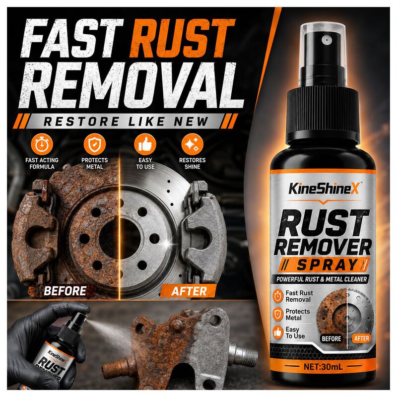 Kineshinex Powerful Rust Removal Spray for Metal Surfaces, Tools, Chains, Screws, Doors and Windows Cleaning and Care Agent Kineshinex Powerful Rust Removal Spray for Metal Surfaces, Tools, Chains, Screws, Doors and Windows Cleaning and Care Agent