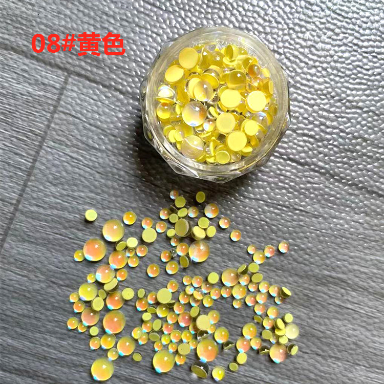 Uña de sirena de color fantasma aurora perforación joyas cristal de color caramelo semicircular mezcla de macarón perforación de uñas