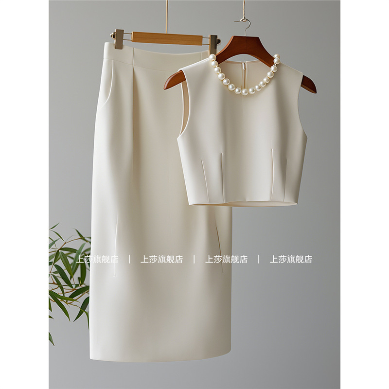 Shenzhen Nanyou Early Autumn Upper-class High-end Refined and Advanced Style Small Fragrance White Vest dress suit Tide Shenzhen Nanyou Early Autumn Upper-class High-end Refined and Advanced Style Small Fragrance White Vest dress suit Tide