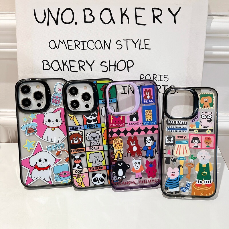 Cartoon Zoo Collection Fresh Cross-Border Suitable for 14 Apple iPhone 16 Promax Mobile Phone Case 15 Protective Cover