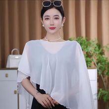 夏季新款韩版纯色套头防晒披肩圆领薄款宽松透气外出百搭简约斗篷