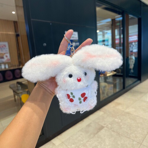 Squeaky handmade rabbit plush toy cute little bunny fuzzy keychain ornament hug toy DIY cartoon hanging decoration