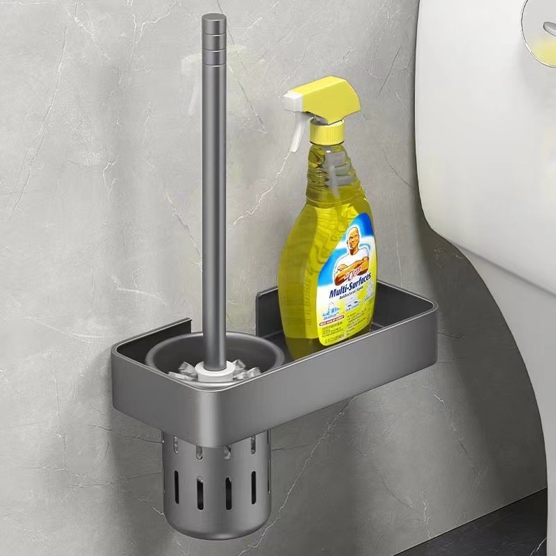 Pistola gris toallero ponche-libre baño rack de almacenamiento de baño montado en la pared inodoro toalla Rod baño colgante