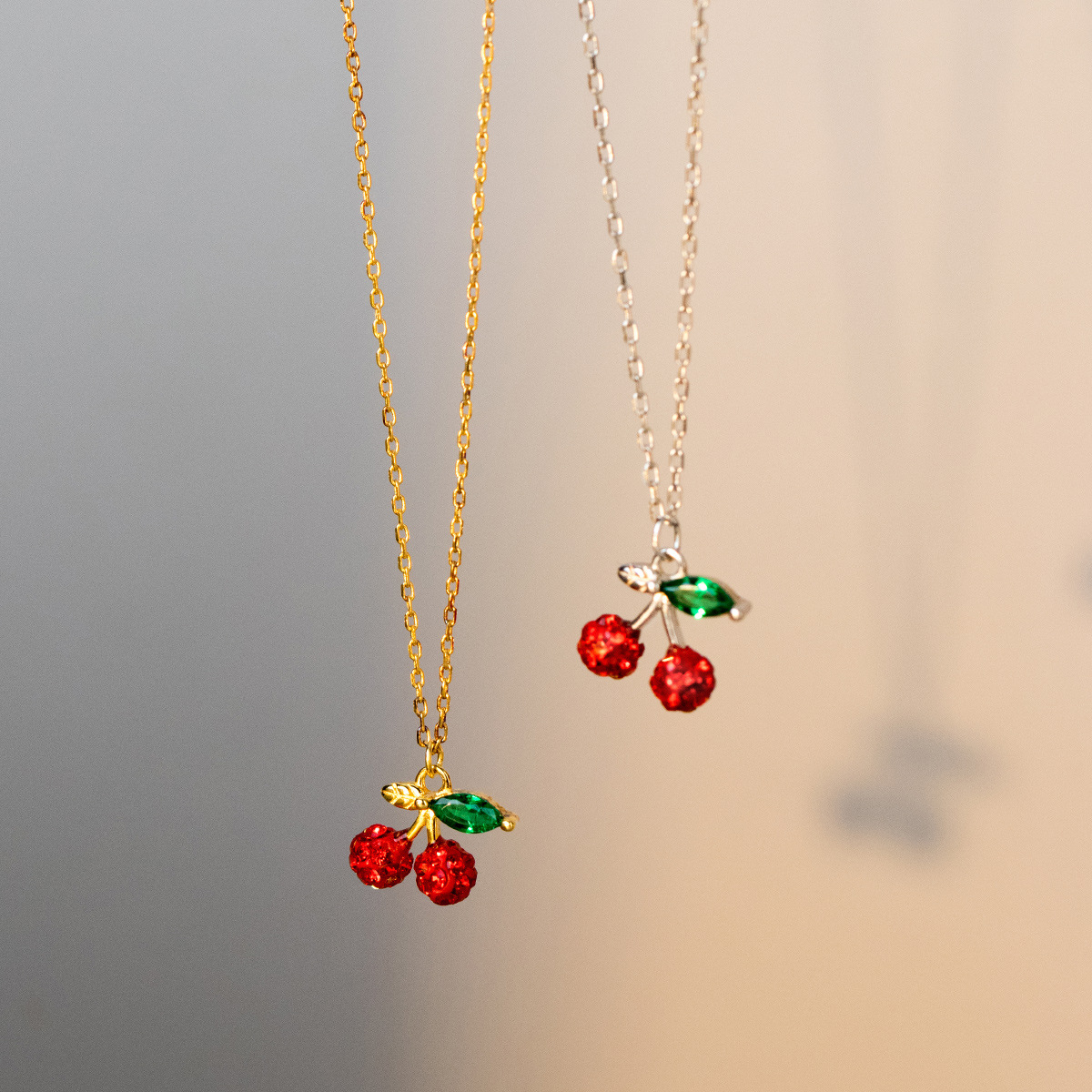 4g Weight 925 Sterling Silver Pendant Material Zircon Inlay Material Pendant Necklace Classification 925 Sterling Silver Zircon Cable Chain Inlay Cherry Pendant Necklace