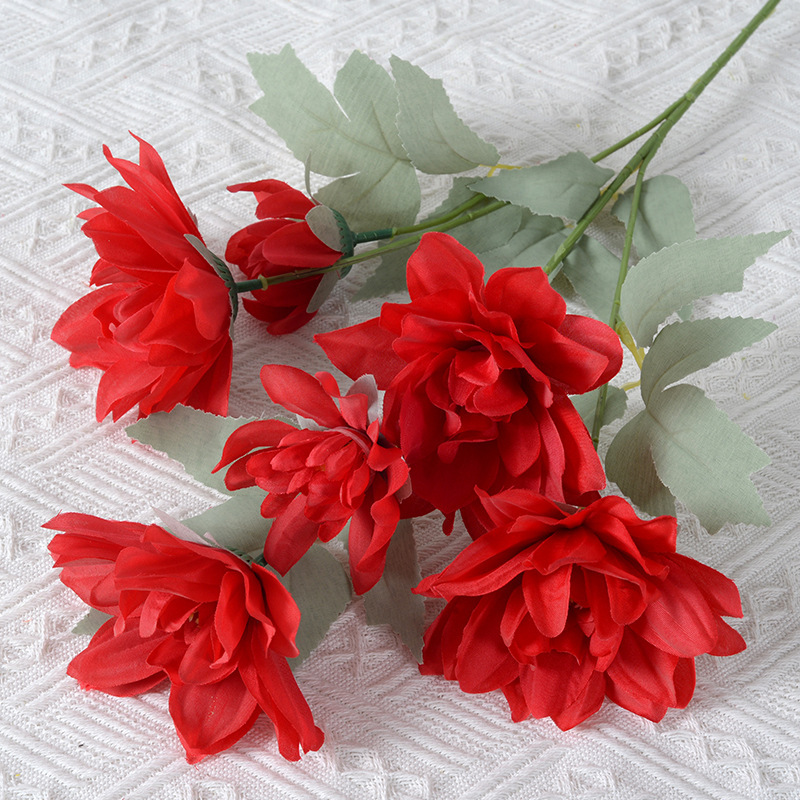 Flores Artificiales, Peonía de 6 Cabezas, Flores Falsas para Decoración de Bodas y Hogar, Arreglos Florales de Seda, Fabricante de Flores, Ramo de Imitación al por Mayor