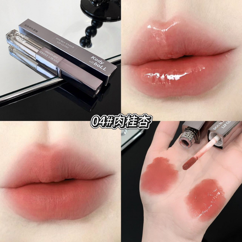 KodyboLL juegan con dos cabezas mate esmalte labial desvanecimiento marcas labial agua espejo labial óleo labial maquillaje fábrica de lápiz labial mayorista