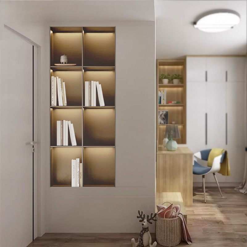 New Style Light Luxury Decoration Embedded Stainless Steel Niche TV Background Cabinet Home Bookshelf Bathroom Rack Wine Rack