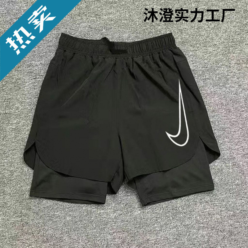 Summer Running, Swimming, Track and Field Shorts, Quick-Drying Sports Training Shorts, Three-Point Anti-Exposure Trendy Double-Layer Two-Piece Fitness Shorts for Men