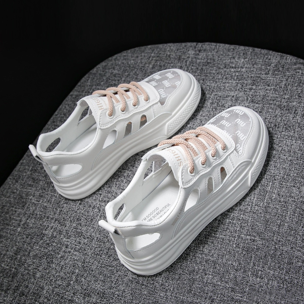 Sandálias deportivas transpirables de verano 2025, zapatos blancos pequeños, zapatos casuales para mujeres, zapatos de skate vacíos