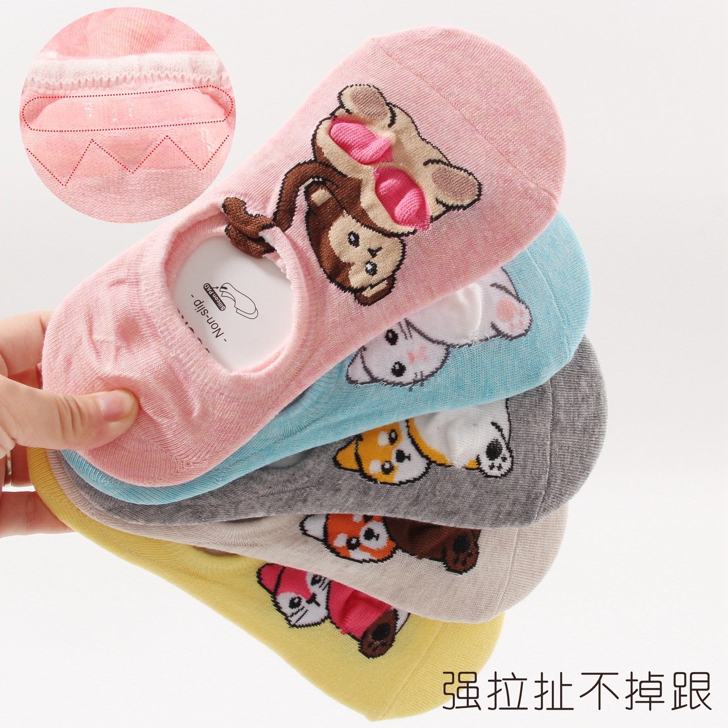 In-Stock Summer New Style Sweat-Absorbent Breathable Women's Invisible Socks Cartoon 3D Cat Cute Women's Boat Socks Silicone Women's Socks