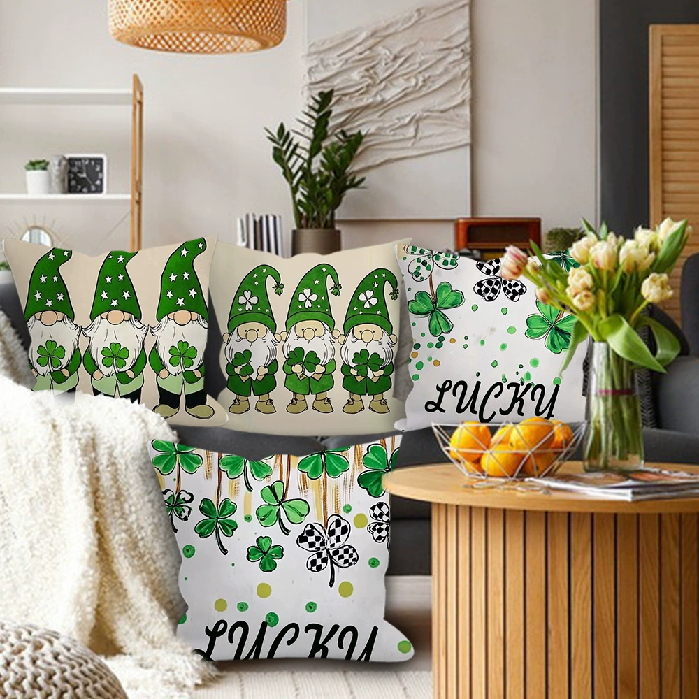 Кросс-бордэр INS Fashion Festival Peach Skin Velvet Decorative Pillowcase Home Sofa Lucky Letter Dwarf Print Pillow