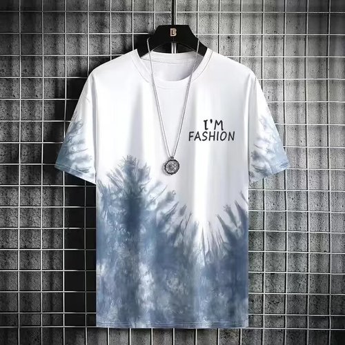 Men's Ice Silk Short Sleeve T-Shirt, Trendy Brand Summer 2024 New Slide Material Ice Feel Half Sleeve T-Shirt, Fashion Top Clothing