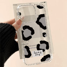 豹纹适用iPhone17pro闪钻软手机壳苹果16小众14/15轻奢12大孔代发