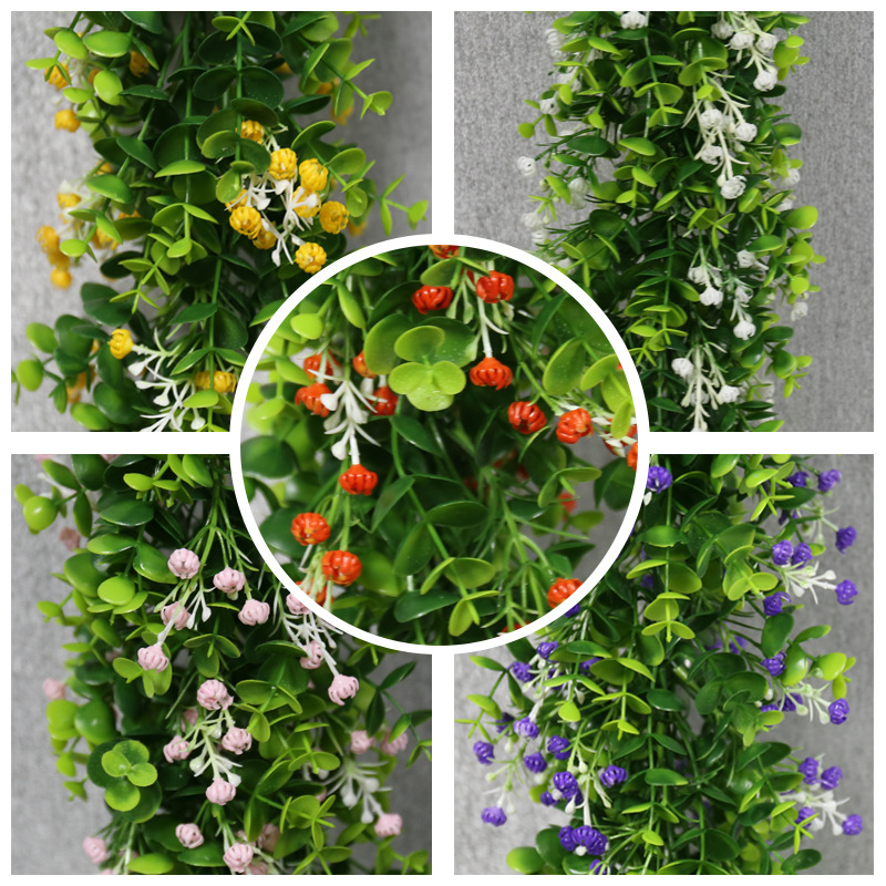 Artificial eucalipto ratán vid planta verde hoja tubo techo hoja verde sinuoso flor decorativa Vine flor falsa Ratán