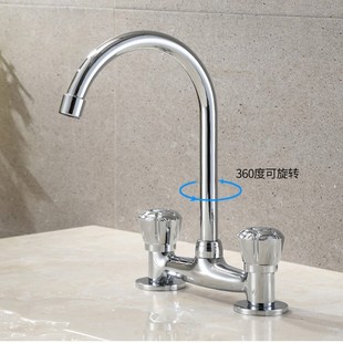 Double-Handle Double-Hole Vintage Basin Faucet Hot and Cold Old-Style Home Commercial Kitchen Sink Faucet with a Hole Spacing of 15cm