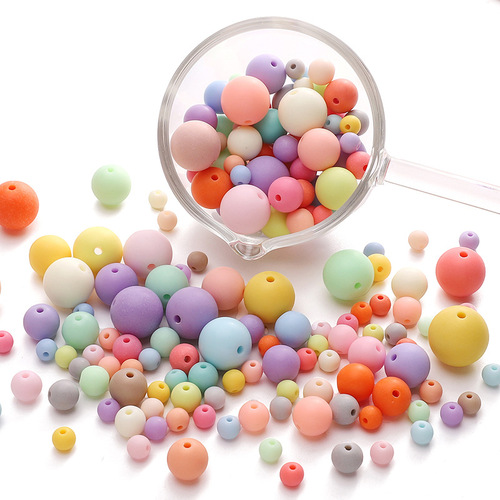 Acrylic solid matte round bead necklace half-finished handmade bracelet DIY jewelry accessory decoration material