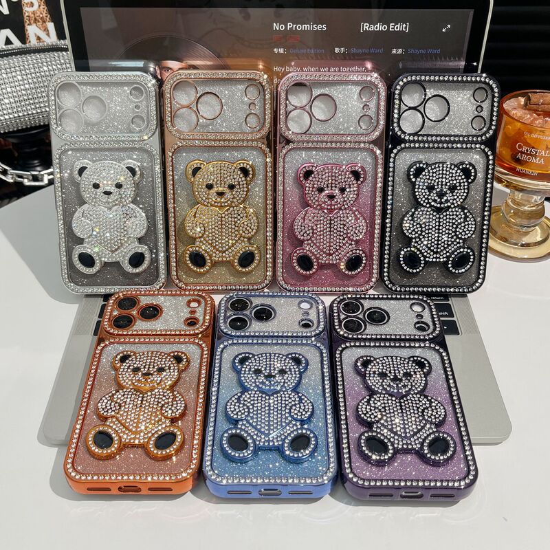 Suitable for iPhone 18, featuring a rhinestone-studded kart bear design, and a diamond-encrusted Apple 17 Pro Max anti-drop phone case, also available as a protective case for iPhone 13 Suitable for iPhone 18, featuring a rhinestone-studded kart bear design, and a diamond-encrusted Apple 17 Pro Max anti-drop phone case, also available as a protective case for iPhone 13