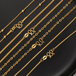 New titanium steel chain M buckle snake bone chain Chopin chain sunflower chain box clip bead chain 24K gold plating does not fade