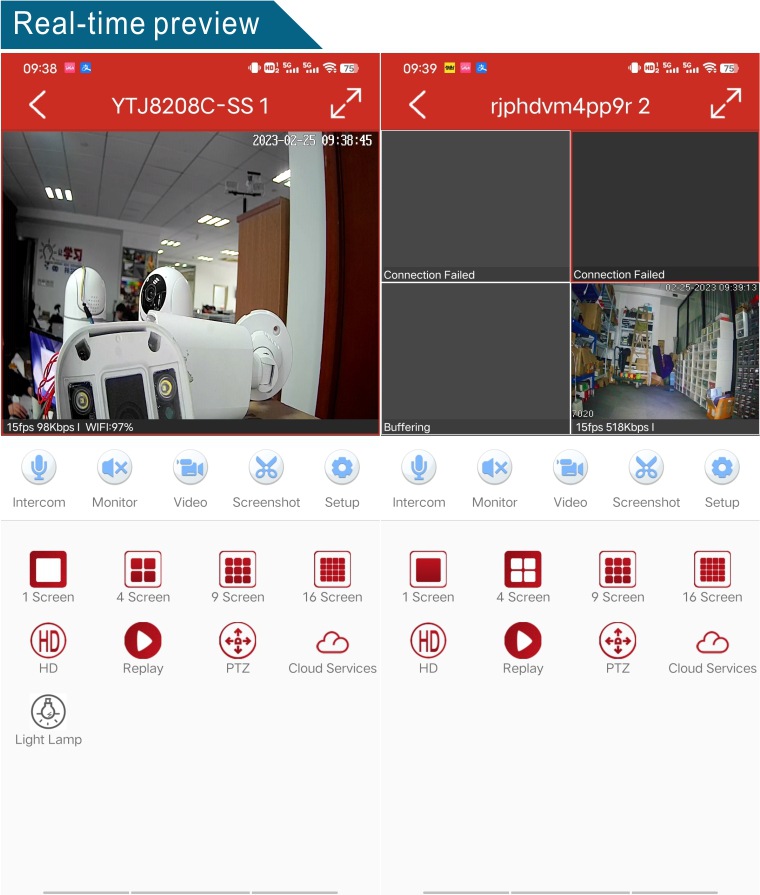 2-Megapixel 4-Kanal drahtloses WIFI-PTZ-Sicherheitskamerasystem mit bidirektionaler Audiofunktion und Monitor-Set