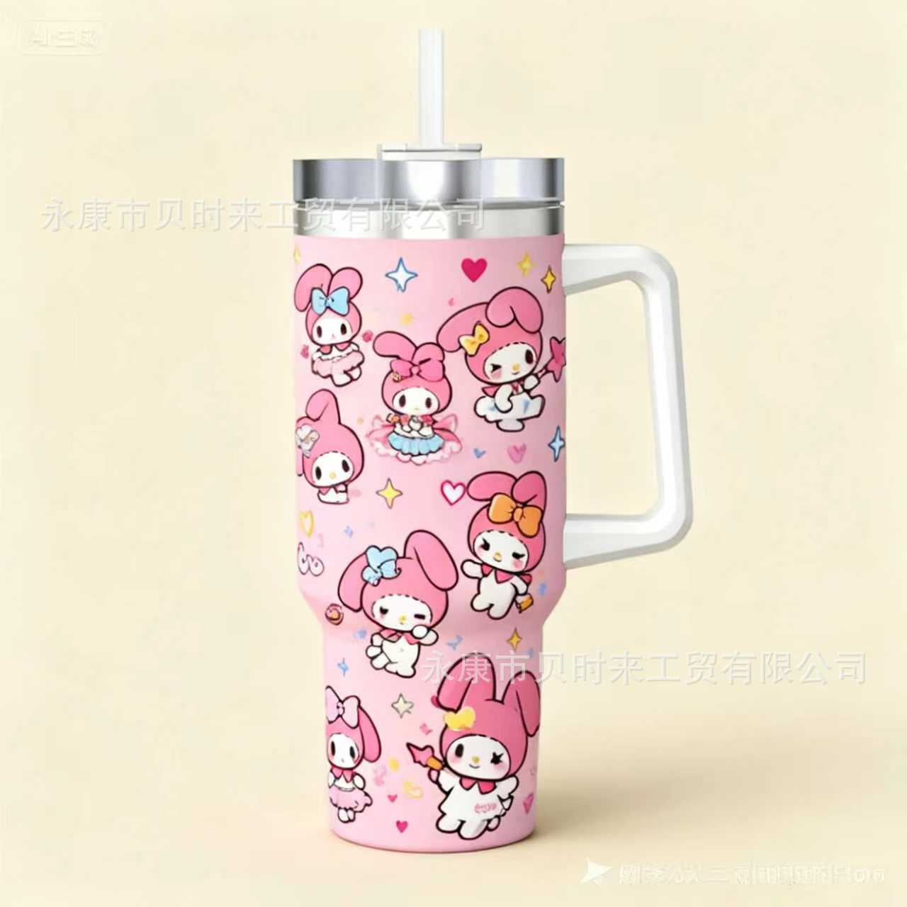 Transfronterizo Amazon 40oz Sanrio dibujos animados KT gato serie termo taza de hielo taza de café portátil con mango