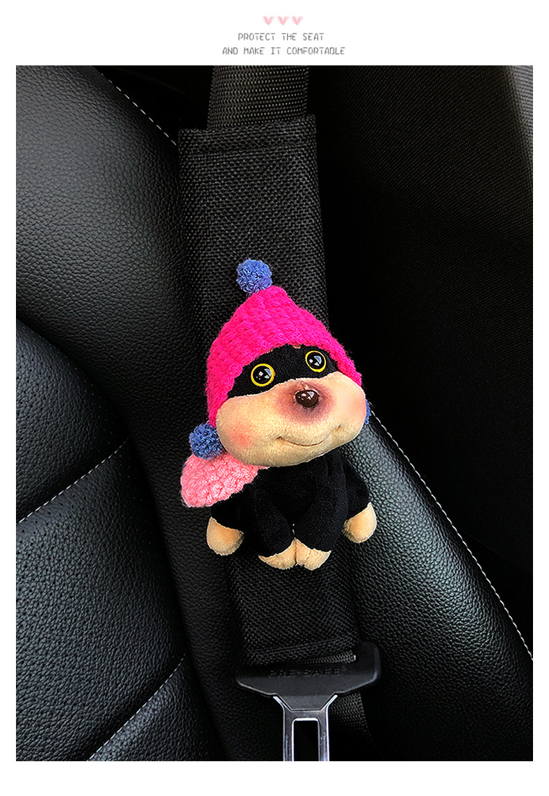 Bee Dog Car Seat Belt Shoulder Cover Clothing Anti-Wear Cover Pair of High-End Car Dolls Car Interior Decoration for Women