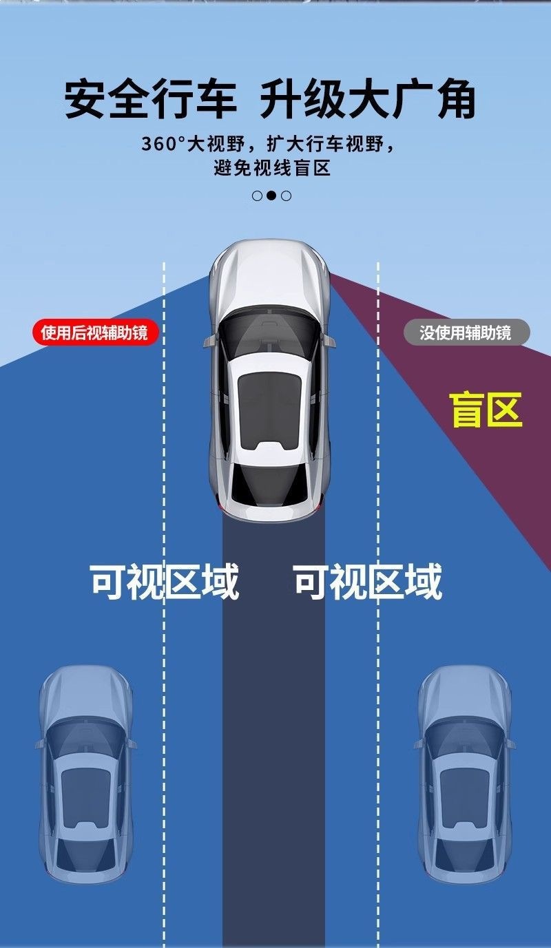 360 ° Wide-Angle Rearview Mirror for Tricycles with No Blind Spots, Suction Cup Type Convex Reversing Mirror, Large Field of View Reflective Mirror, Universal