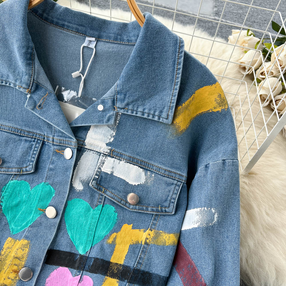 Women's Clothing Fashionable and stylish two piece suit for women autumn printed long sleeved denim outerwear_voghion.com