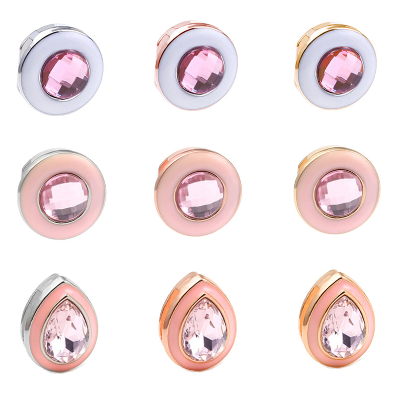 Alloy Material Round, Water Droplets Pattern 1 Piece 10*2mm Alloy Rhinestones Round Water Droplets DIY Jewelry Accessories Beads