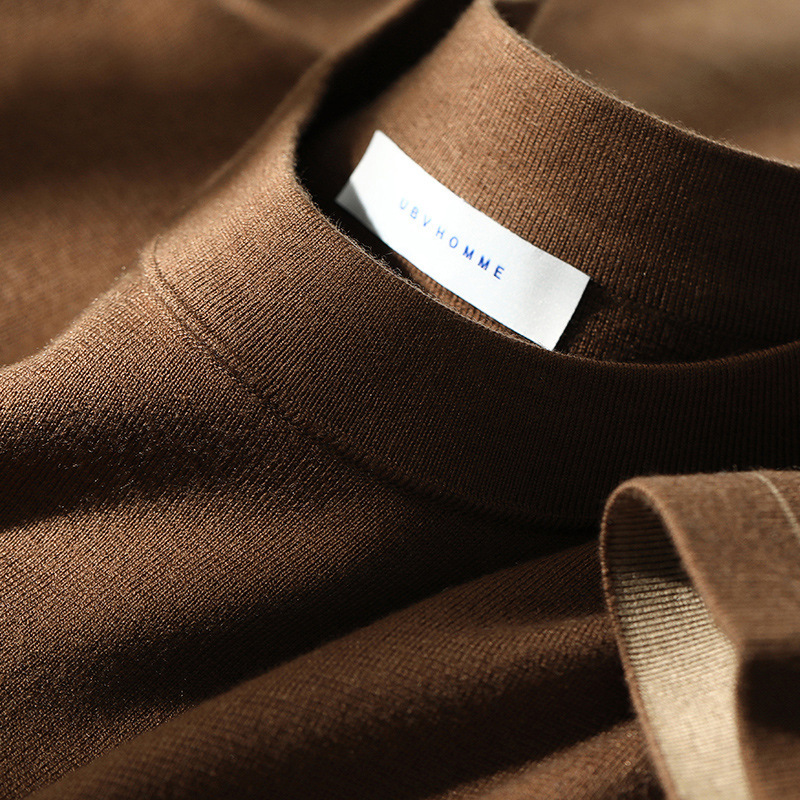 16-Gauge Four-Needle Mulberry Silk Blended with Sheep Wool Knitted Thick Short-Sleeve Men's 2026 Spring/Summer New Half-Sleeve Base Shirt