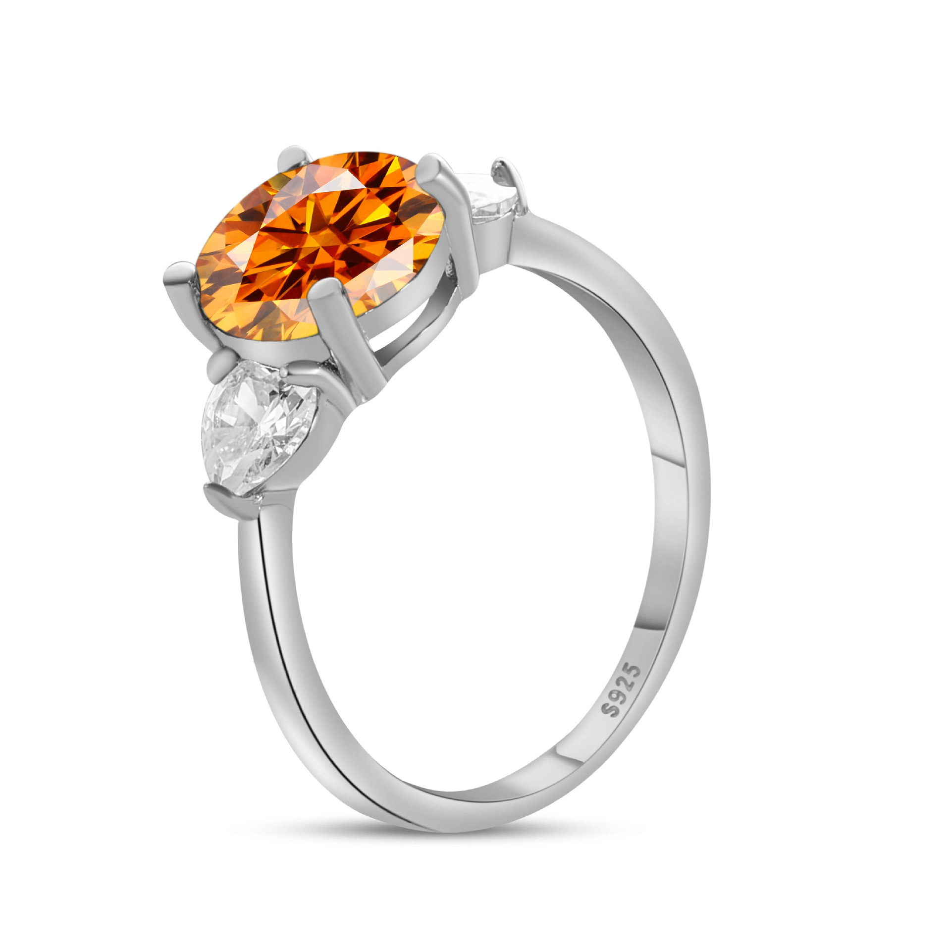 Anillo de piedra de color 3CT de plata esterlina S925 cinturón de plata GRA Certificado de comercio electrónico transfronterizo anillo de mujer de venta caliente